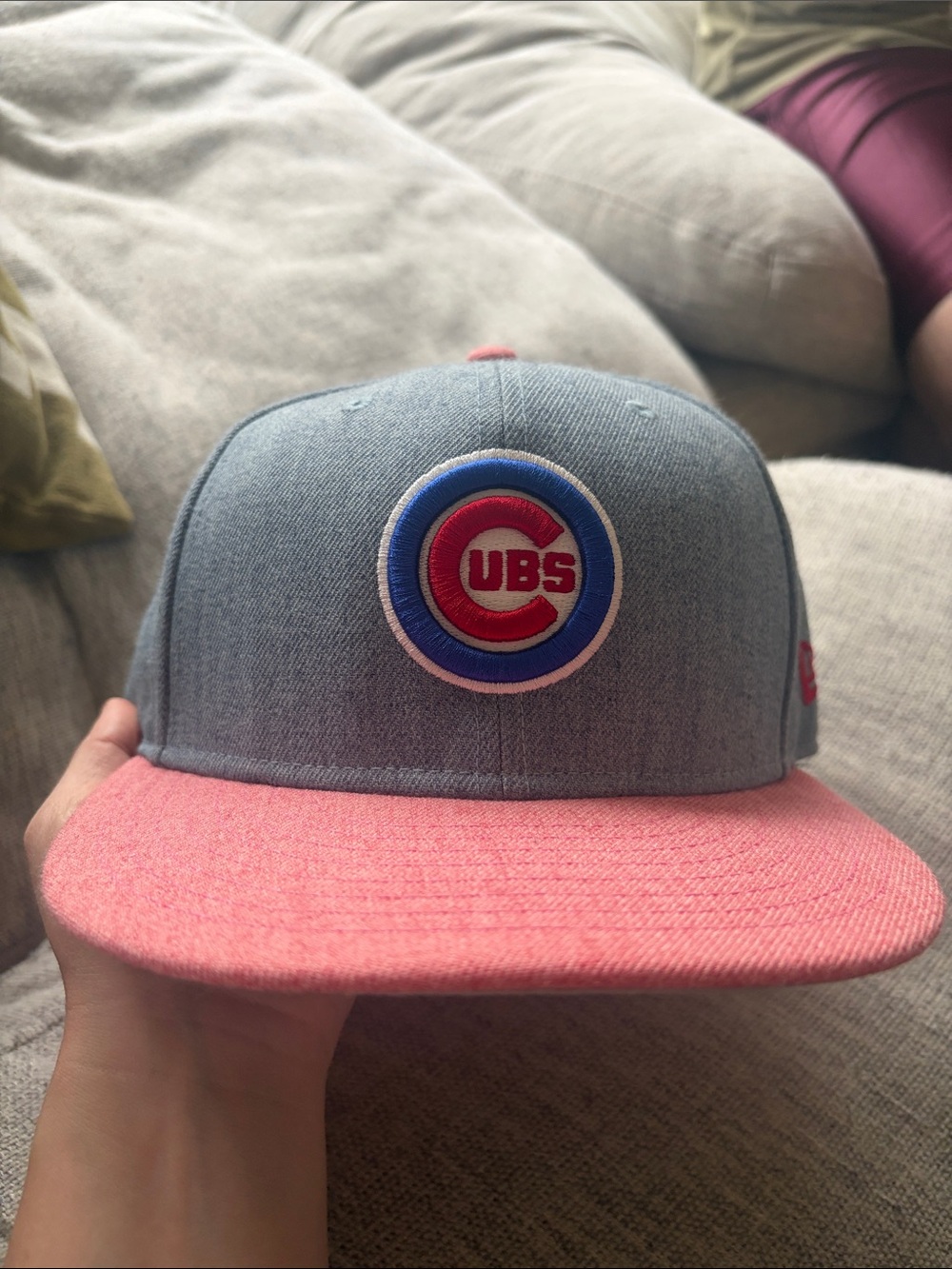 Chicago Cubs Two-Tone Snapback Hat - Gray and Pink